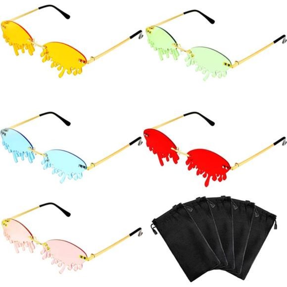 5 Pairs Drippy Shape Sunglasses Rimless with glasses bags main image 5